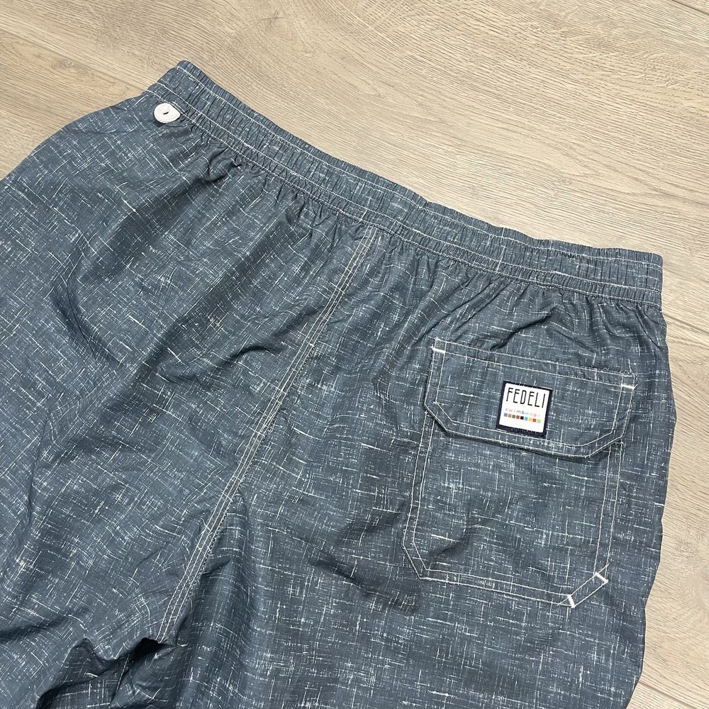 Fedeli Dark Teal Positano Printed Swim Trunks AOP Sz XL READ NWI